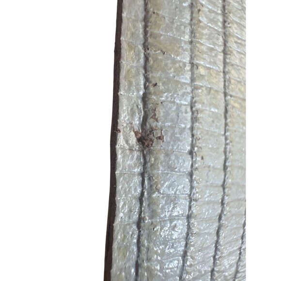 Cipriani Lizard Grain Leather Belt Large White & Gold U-Shaped Buckle - Picture 3 of 6